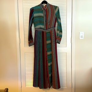Diane von Furstenberg Multicolor Striped Silk Maxi Shirt dress 6 non-smoker